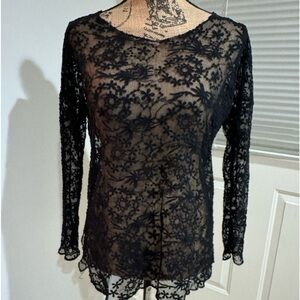 Outfitters lace sheer long sleeve top size M